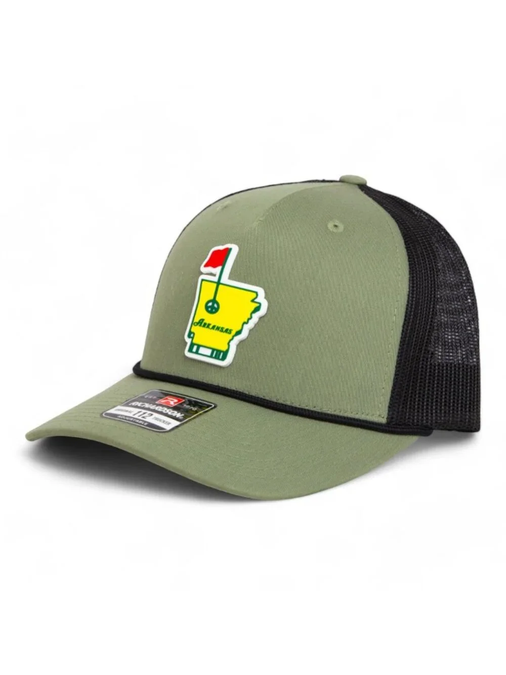 Arkansas Masters Golf 3D Snapback Trucker Rope Hat- Loden/ Black